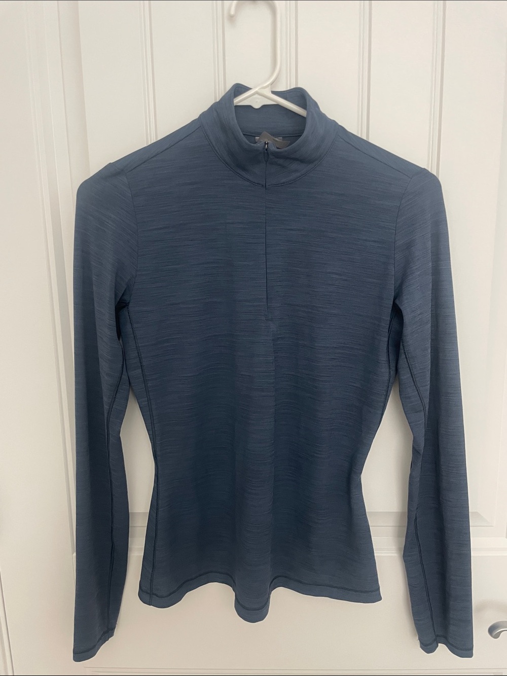Slim Fit Long-Sleeve Mock Neck Top in Slate Blue